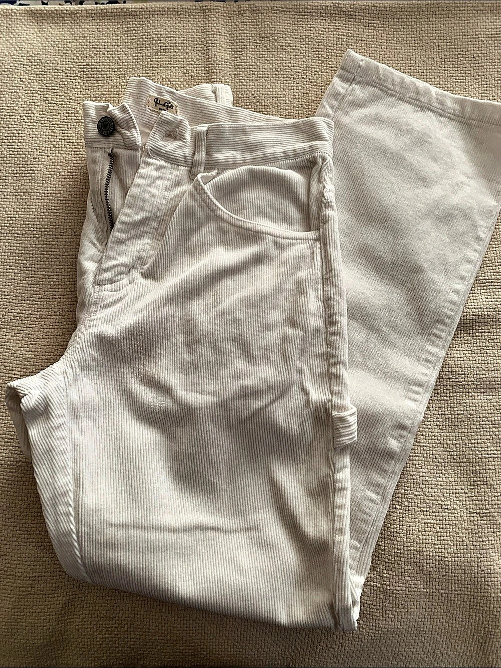 John Galt White Corduroy Straight Leg Pants